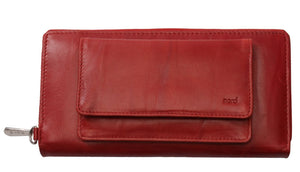 Nord Leather. Dame Stor Portemone/ Clutch/ Speil + Iphone lomme Rød