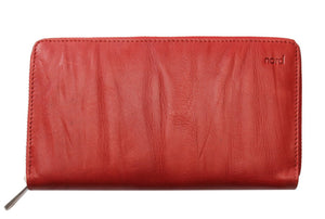 Nord Leather. Dame Stor Portemone/ Clutch med speil. 8 kortlommer/ Iphone. Rød