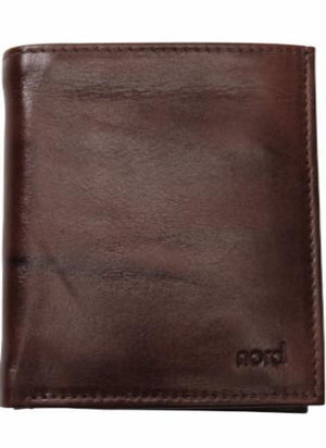 Nord Leather. Klassisk skinn Lommebok 10 kort/ Myntlomme Brun