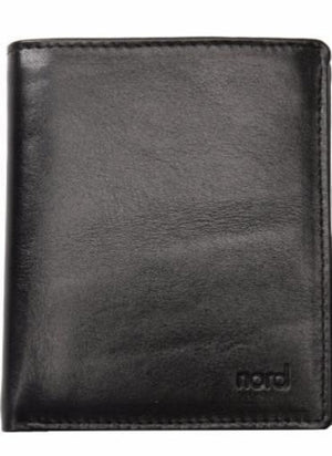 Nord Leather. Klassisk skinn Lommebok 10 kort/ Myntlomme Sort