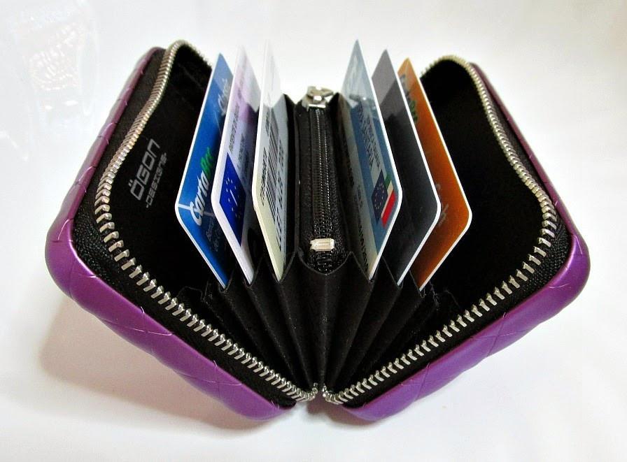 Ögon Designs - Quilted Aluminium zipper lommebok/ kortholder 24 Kort lilla